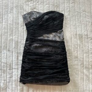 Armani Exchange little black lace draped dress